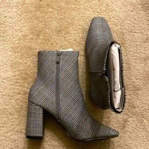 Brand New Plaid Block Boots (Size 7.5)